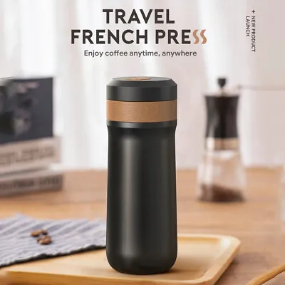 320ML Portable French Press Coffee Maker Stainless Steel Insulated Travel Mug • $29.99