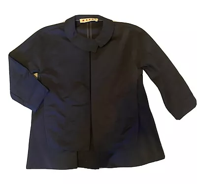 $1450 New Marni 38 2 Swing Jacket Navy Blue Cropped Trapeze Blazer • $274