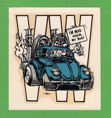 Vintage Original 1966 Ed Roth  I'm Mad Over My Bug!  Volkswagen Water Decal Art • $31.39