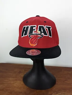 Mitchell And Ness NBA Miami Heat Snapback Hat Adjustable • £18