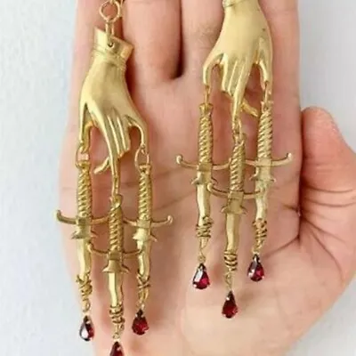 The Golden Hand & Dagger Earringsgothic Earringsstatement Earringswitchy • $2.97