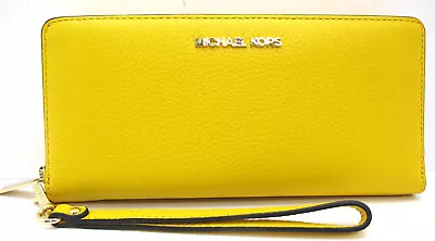 NEW MICHAEL KORS  Leather Long Accordion Zip Continental Wallet Wristlet Butter • $88