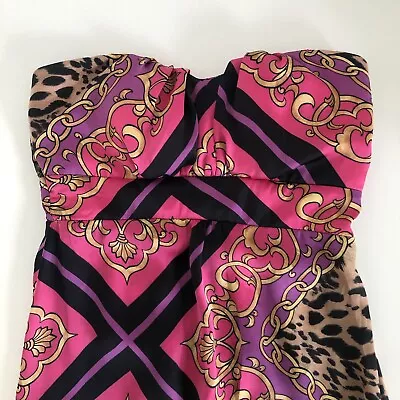 Jane Norman Maxi Scarf Dress Size UK 8 Pink Multicoloured Animal Print • £13