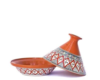 $74.95 • Buy Handmade, Hand-painted Supreme Red Ceramic 10  Tagine Cooking Pot