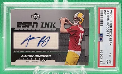 2005 Upper Deck ESPN Ink Aaron Rodgers RC Rookie AUTO 🔥 PSA 7 🔥 RARE MVP • $2246.25