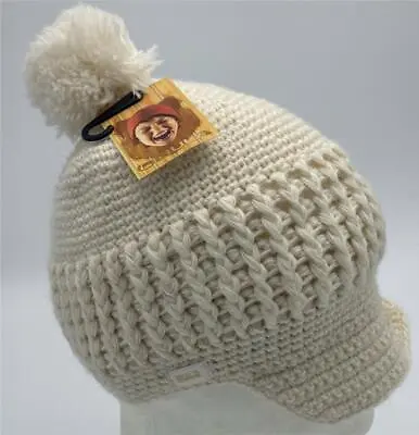 Bula Wool Knit Pull On Winter Visor Jockey Brim Beanie Hat Cap - Solid Colors • $9.99