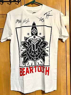 Beartooth *SIGNED/AUTOGRAPHED* Band Logo White Shirt Adult Size Red Bull Records • $8.95