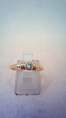 Hallmarked 9 Ct Gold & Solitaire Cubic Zirconia Ring Size N.  (D) • £44