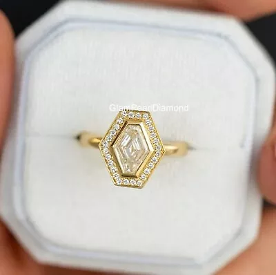 1.00 CT Kite Cut Moissanite Bezel Solitaire Engagement Ring 10K Yellow Gold • $532