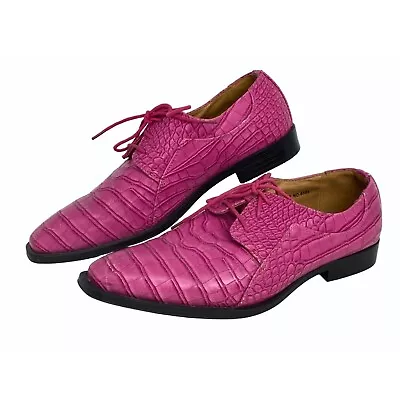 Roberto Chillini Status Mens Size 9 Exotic Faux Alligator Lace Up Pink Oxfords S • $39.99