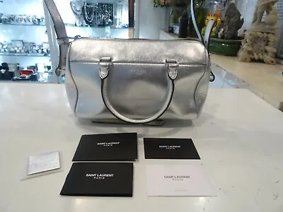 $699 • Buy  Yves Saint Laurent Silver Metallic Toy Duffle Bag
