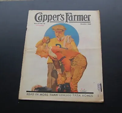 Vintage Oct 1936 Issue Capper's Farmer  Magazine Football Cover By J F Kernan • $16