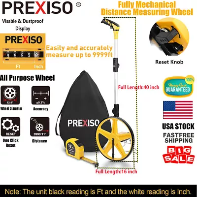 PREXISO Collapsible Distance Measuring Wheel 9999 Ft Tape Measure 16 Ft/5M W/Bag • $35.41