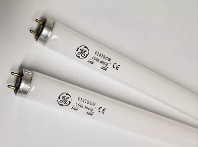 2 NEW GE F14T8/CW Fluorescent 14  Lamp Light Bulbs 14W Cool White USA • $19