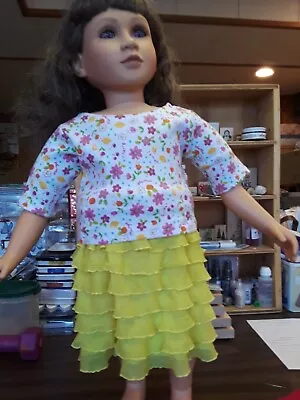 Yellow Skirt And Flowered Top Fits 23 Inch My Twinn Doll Handmade New • $9