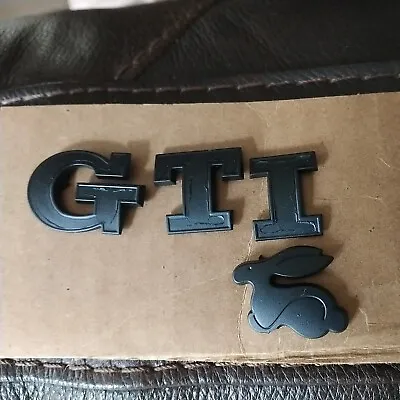 Volkswagen Gti Lettering Black Trunk Emblems With Rabbit Logo Oem Used  • $24.95