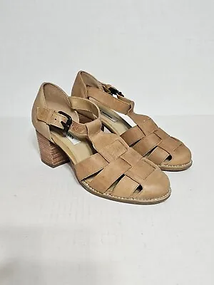 Steve Madden Shoes Womens Size 9.5M Beige Leather Side Buckle Heels Sandals • $20.08