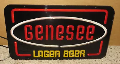 Vintage Genesee Lager Beer Opti Neon Sign-faux-lighted-genny-rochester-bar-nice • $79.99