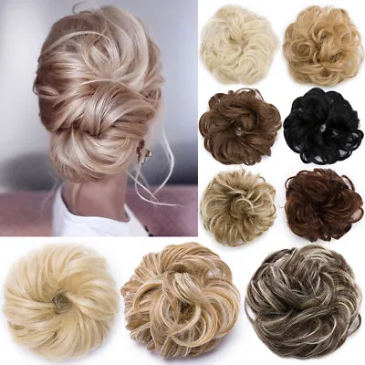 £5.99 • Buy UK Curly Messy Bun Hair Piece Scrunchie Updo Thick Hair Extensions Real As Human