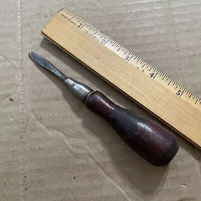 Vintage Screwdriver Wooden Handle 5 1/2  Overall Length 3/16” Tip ! • $4.59