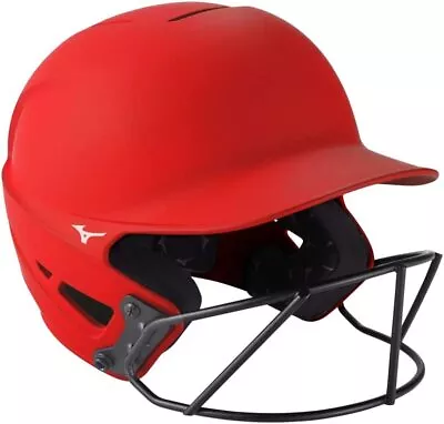 New Mizuno F6 Adult Fastpitch Softball Batting Helmet W/Mask L/XL Red/Silver • $56.99