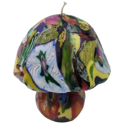 VINTAGE Trippy PSYCHEDELIC MILLEFIORI MUSHROOM CANDLE COLORFUL • $14.97