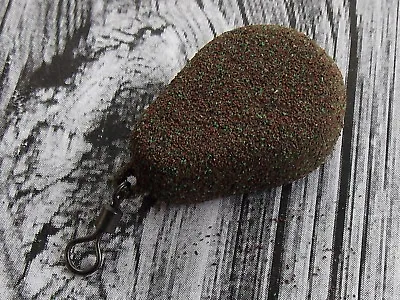 10 3.5oz FLAT PEAR CAMO BROWN TEXTURE COATED CARP/BARBEL LEAD WEIGHTS • £10.18