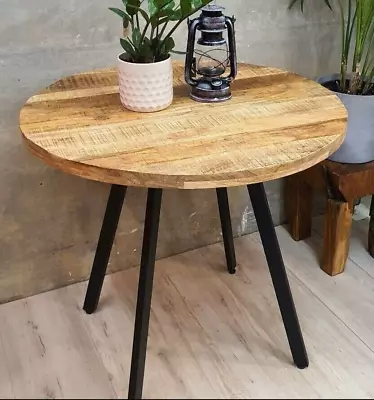 £125.99 • Buy Industrial Round Dining Table Rustic Vintage Kitchen Bistro Solid Mango Wood