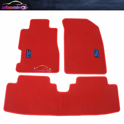 Fits 01-05 Honda Civic Red Nylon Floor Mats Front Rear Carpets W/ Blue Emblem • $58.99
