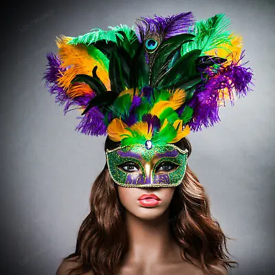 Venetian Mardi Gras Top Peacock Large Feather Masquerade Ball New Year Party • $21.99