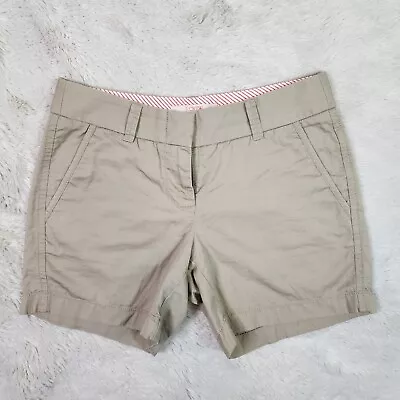 J Crew Women's Chino Shorts Flat Front Beige Broken In Cotton Size 00 Khaki • $5