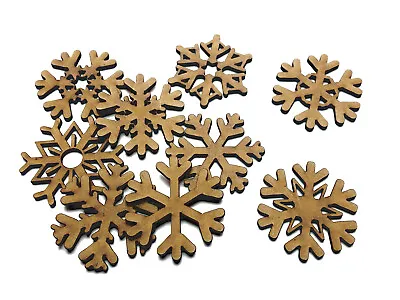 9x Snowflakes Christmas Wooden Shape Assorted MDF Craft Embellishment Decoration • £5.38