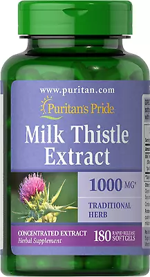 Milk Thistle 4:1 Extract 1000 Mg (Silymarin) Softgels For Liver Support 180 Cnt • $16.14