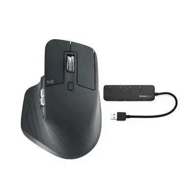 Logitech MX Master 3 Advanced Wireless Mouse And Knox 4 Port USB Hub • $119.99