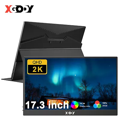 17.3  XGODY 2K 2560*1440p Portable Monitor Extend Laptop USB Type-C HDMI VESA • $235.99