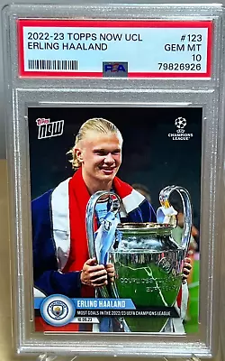 Erling Haaland * Psa 10 * Ucl Trophy * 2022-23 Topps Now Card #123 Man City Qty • $46.49