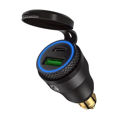 £12.89 • Buy DIN Plug To Quick Chareg 3.0+PD USB Charger Adapter W/ LED Light For Motorcycle 