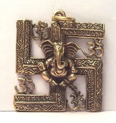 $24.92 • Buy Talisman India Pendant Ganesh Swastika Amulet Miniature Figurine Thailand G3