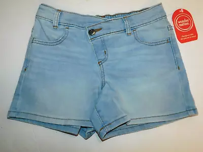 Girls Jean Shorts Medium 7 8 Light Wash Pull On Stretch Mock Snap • $10.27