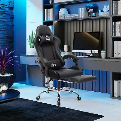 Neo Leather Gaming Racing Chair Office Executive Recliner With Leg Rest Massage • £99.99