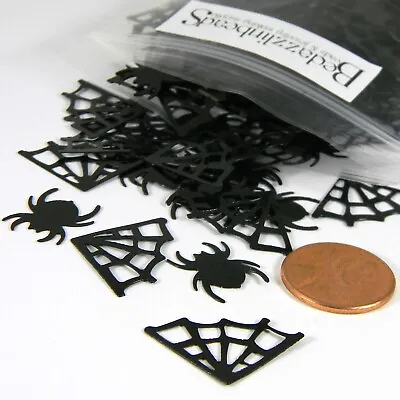 $7.89 • Buy 380 Black Spider & Webs Halloween Table Confetti Embellishment Decoration Pieces