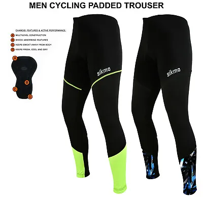 Mens Cycling Tights Winter Thermal Padded Trousers  Legging Biking Pant Bottom • £16.99