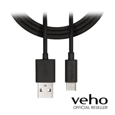 Veho 1m Pebble Usb-a To Usb-c Cable 1 Metre Length - Black - Vcl-003-c-1m • £4.95