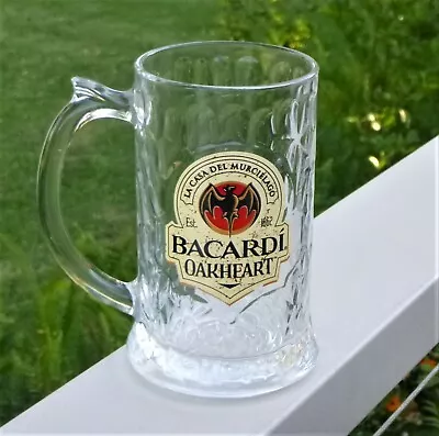 Lovely Bacardi Oakheart Rum 325ml Patterned Glass Mug / Stein With Handle • $12.50