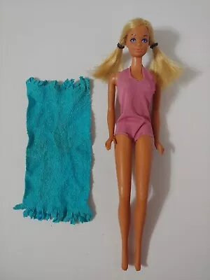 Vintage 1971 Sunset Malibu Barbie PJ DOLL Original Swimsuit Blue Towel • $24.50