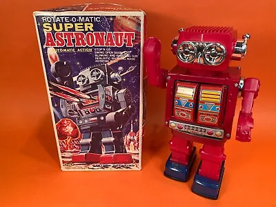 Vintage ROTATE-O-MATIC Super Astronaut ROBOT Tin/Plastic SJM HORIKAWA--VG Walks! • $80