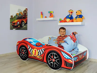 SALE! Racing Car Bed Children Boys Girls Bed With MATTRESS 140x70cm + FREE GIFT • £182.90