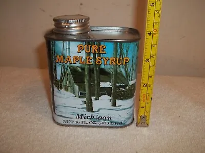 Vtg 1984 New England Container Co 16 Oz Pure Maple Syrup Michigan Tin Container • $24.99
