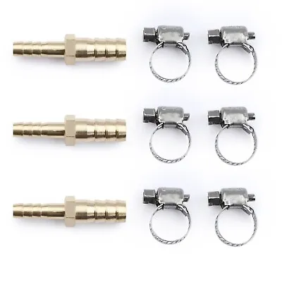 U.S. Solid 3pcs Brass Hose Barb Reducer Fitting Kits With 6 Clamps 3/8  To 1/4  • $12.89