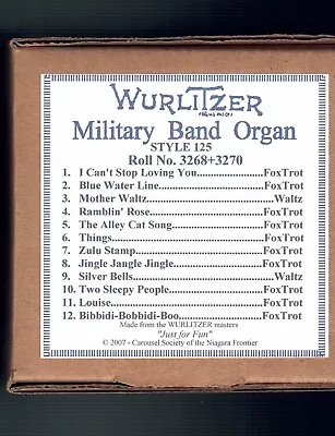 Wurlitzer Style 125 Band Organ Music Roll No. 3268-3270 • $100